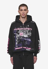 Pegador SAXON JACKET - Užtrauktuku užsegamas treningas - washed black