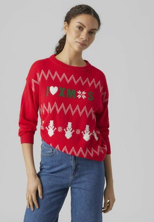 Vero Moda VMMIXEDXMAS O NECK PULL BOX XMAS - Strickpullover - chinese red