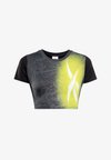 LUX BOLD CROPPED - Trükipildiga T-särk - black/acid yellow