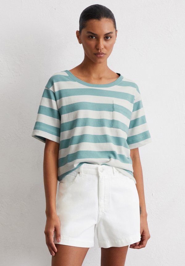 SHORT SLEEVE  ROUND NECK STRIPED - Print T-shirt - multi pure teal