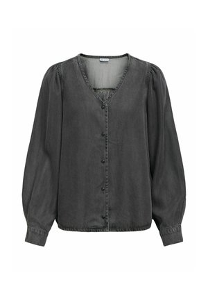 Object, BLOUSE V-NECK BUTTON - Blouse - black