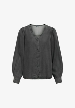 Object, BLOUSE V-NECK BUTTON - Bluse - black