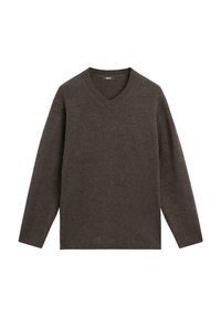V-NECK - Pullover - mottled dark brown