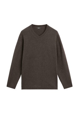 V-NECK - Maglione - mottled dark brown