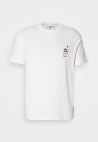 Witte katoenen t-shirt met korte mouwen, voorzien van een kleurrijke cactusafbeelding en tekst op de linkerborst. Regular fit, ronde halsontwerp.
