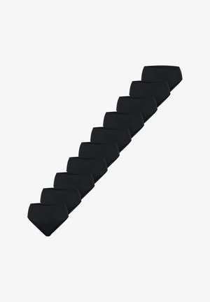 Sorte bomuldstrusser vist i en række, med høj talje, glat tekstur og elastisk linning uden synlige mønstre eller accenter.