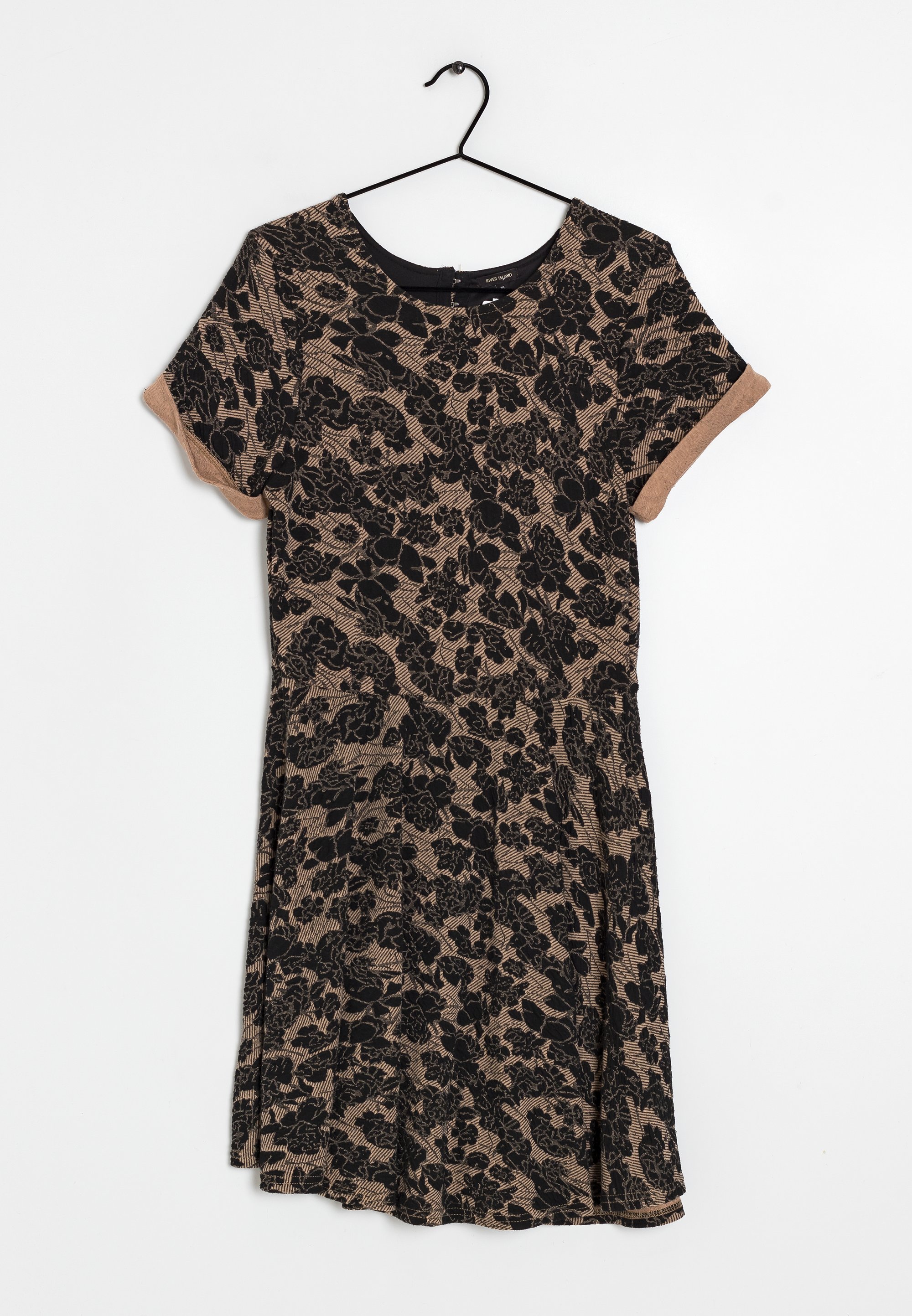 Robe De Soirée River Island UK 16 - Dos Ouvert, Motif Relief Doré - Neuve Étiquetée