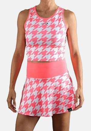 Top - houndstooth bright coral