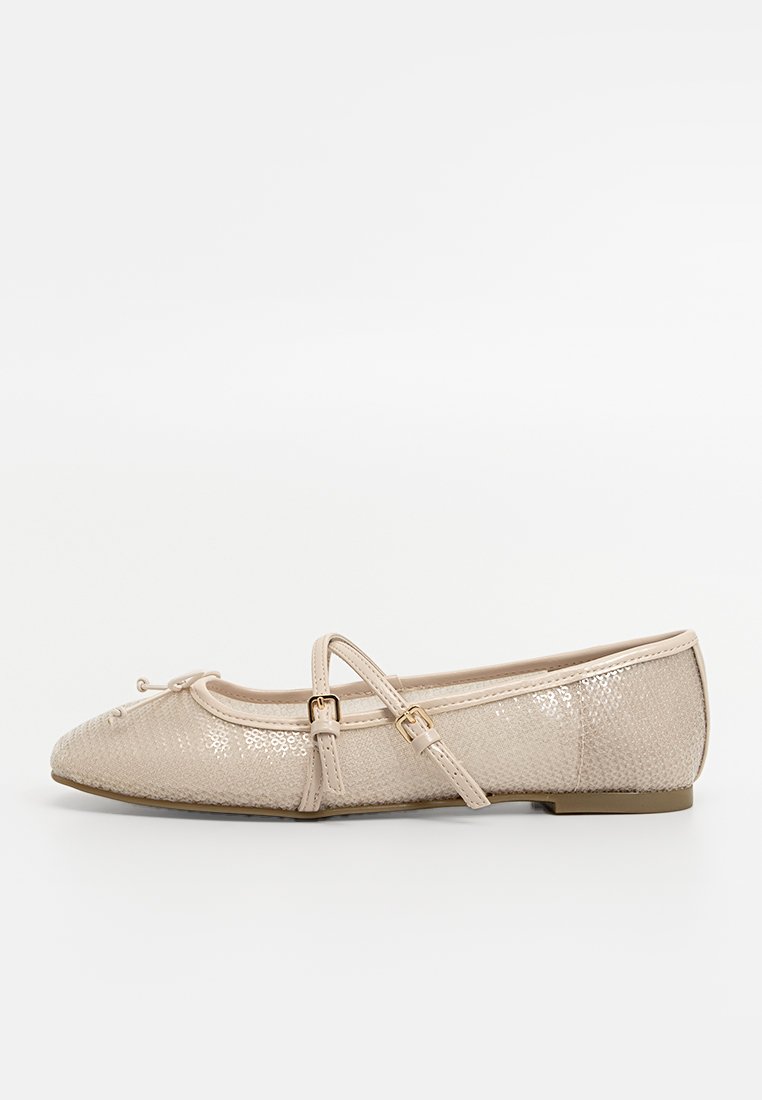 ALDO Ballerina’s met enkelbandjes grijs