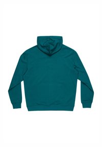 Tyrkysová bavlnená mikina s klokankou, kapucňou so šnúrkou a ribovanými manžetami a lemom. Hladká textúra a klasický strih.