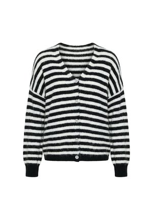 Studio Untold, STRIPED LONG SLEEVE DROPPED SHOULDER CARDIGAN - Cardigan - black