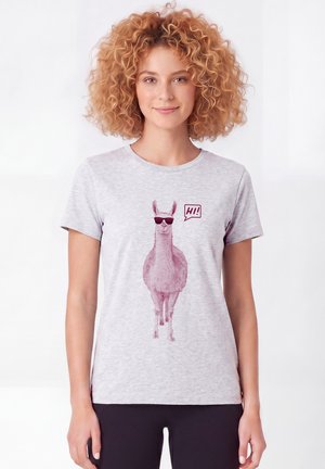 watapparel, LAMA SAGT HI - T-shirt imprimé - cool heather grey
