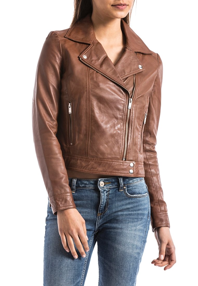 Blue Wellford Leren jas cognac Blue Wellford Leren jas cognac