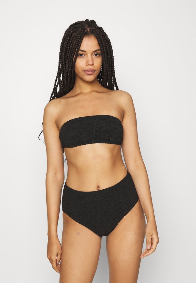 BANDEAU AND HIGH LEG HIGH WAIST BRIEF SET - Bikini - black
