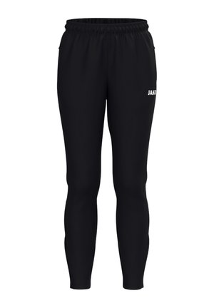Pantalon de jogging athlétique noir avec ceinture élastique et logo "JAKO" sur la cuisse droite, présenté sur un fond blanc.