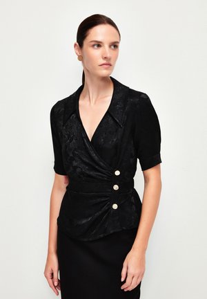 adL SHIRRED SHORT SLEEVE - Blůza - black