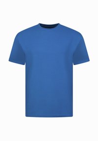 Korte mouwen t-shirt in levendig blauw, gemaakt van textuurstof met een ronde halslijn en rechte zoom. Geen zichtbare patronen of accenten.