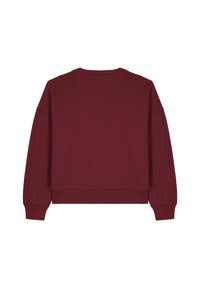 Bordeauxrode sweatshirt met lange mouwen, ronde hals en geribbelde zoom en manchetten. Zachte stof met een gladde textuur. Eenvoudig, strak ontwerp.