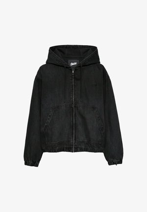PULL&BEAR, HOODED ZIP-UP - JACKET - Farmerdzseki - black
