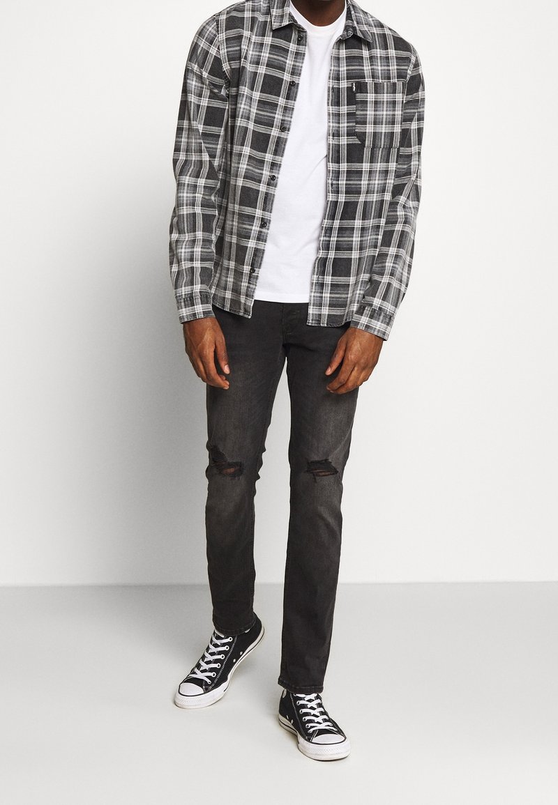 Mens Shirts Tigha Flannel Jacket Tigha Leather Jacket In Red