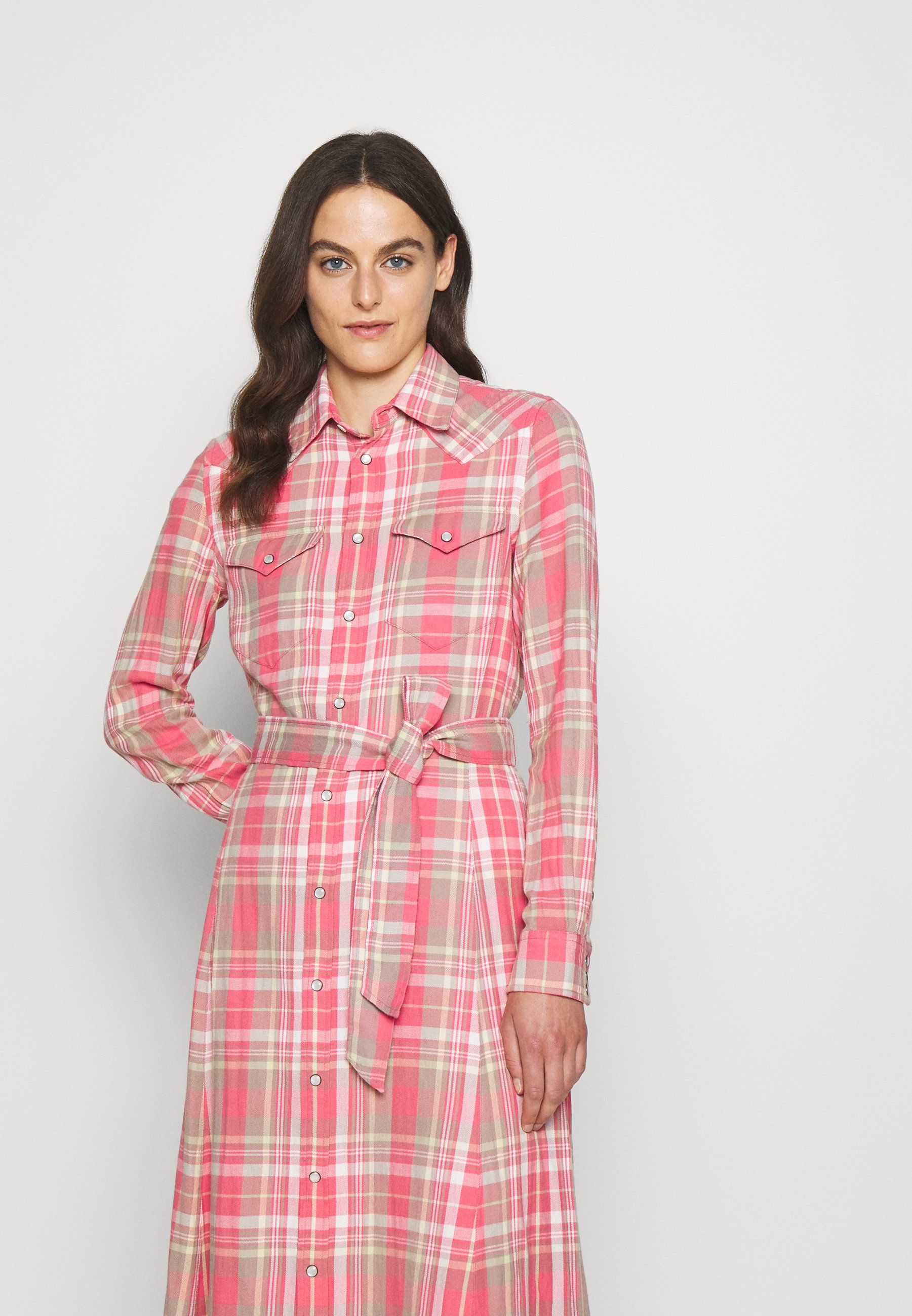 Polo Ralph Lauren LONG SLEEVE DAY DRESS - Vestido largo - red/white multi/ rojo - Zalando.es