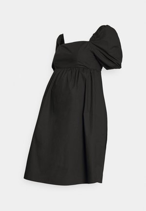 SQUARE NECK EMPIRE DRESS WITH SHIRRED BACK PANEL - Vestido de malha - black
