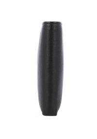 Manica in pelle nera, forma allungata e affusolata, bordi cuciti, texture liscia, senza hardware o accenti visibili.