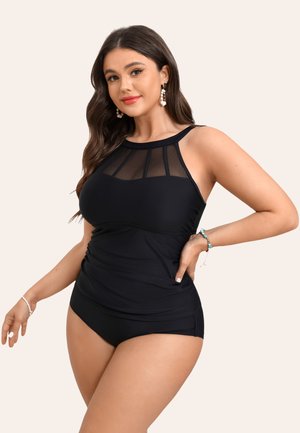 HALTER NECK SEMI SHEER SET - Jednodílné plavky - black