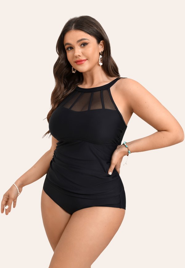 HALTER NECK SEMI SHEER SET - Badeanzug