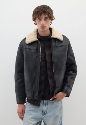 Faux leather jacket - black beige