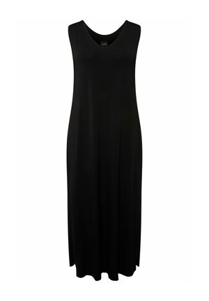 Ulla Popken, MIDI EN TISSU FLUIDE LIGNE EN A COL EN V SANS MANCHES - Jerseykjole - black