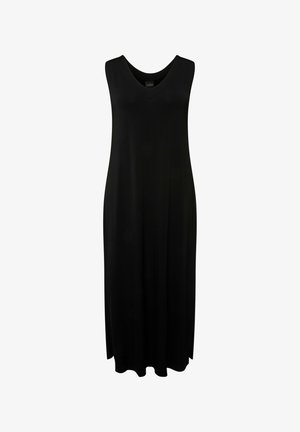 Ulla Popken, MIDI EN TISSU FLUIDE LIGNE EN A COL EN V SANS MANCHES - Vestido ligero - black