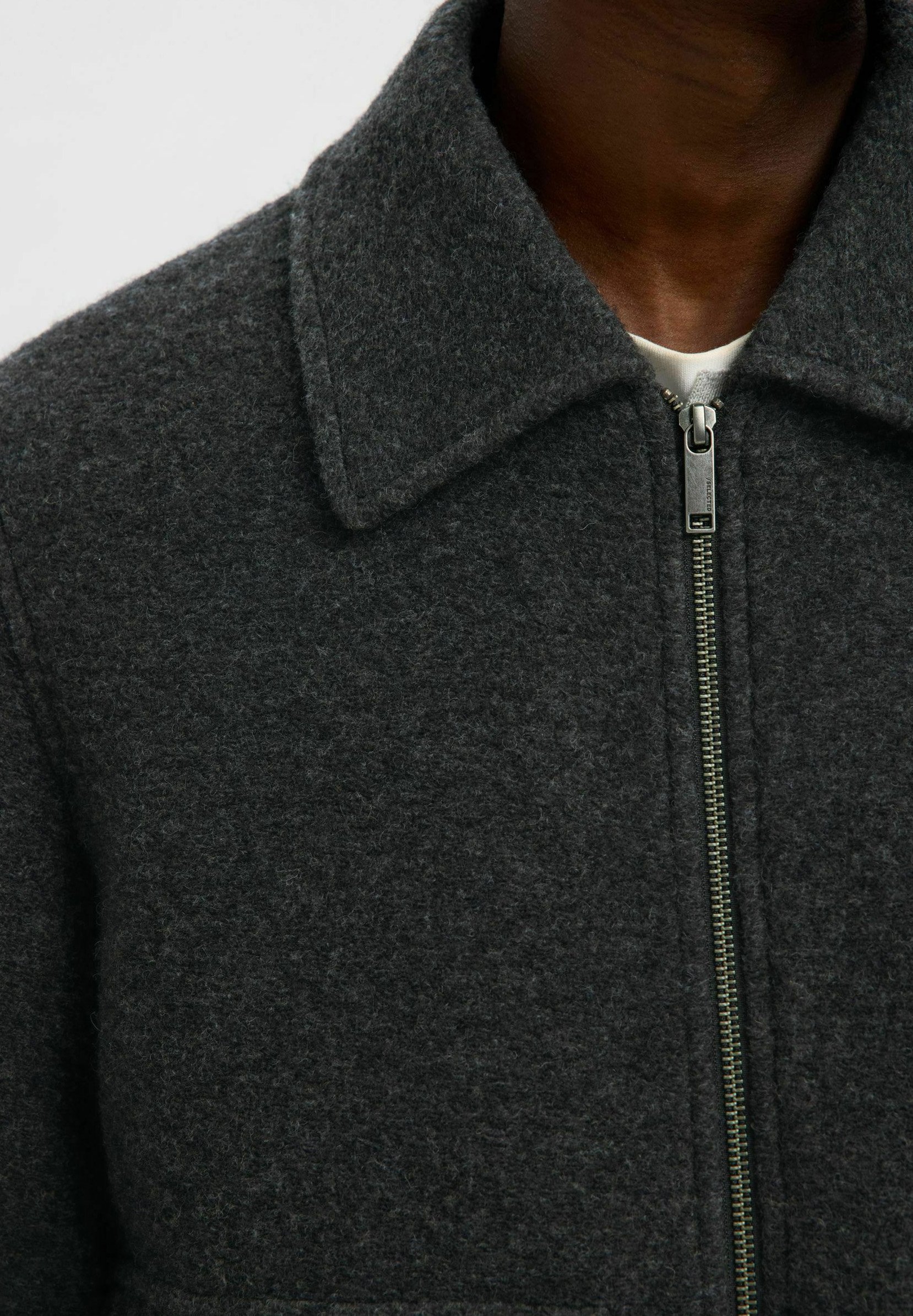 Selected Wool blend - Light jacket - grey melange/grey - Zalando.co.uk