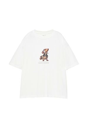 PULL&BEAR, REGULAR FIT DOG GRAPHIC - T-SHIRT - Print T-shirt - white