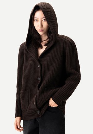 WIDE-SHOULDER HOODED - Strickjacke - mole