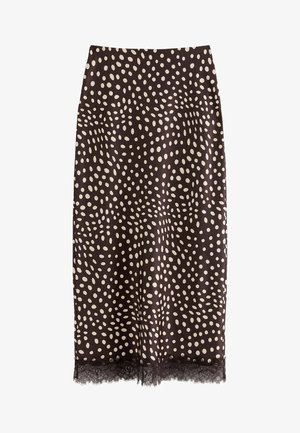 New Look, SPOTTY LACE TRIM MIDI - Pencil skirt - brown pattern