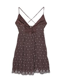 Stradivarius SHORT FLOWING EMBROIDERED - Robe de jour - dark brown