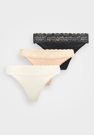 3-PACK DITSY LACE TANGA THONG - Tanga - ivory/misty blush/black