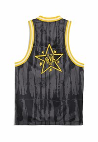 Tricou de baschet din plasă neagră, cu un model texturat, accente galbene și un design cu stea având "BVB 09" în centru, pe spate.