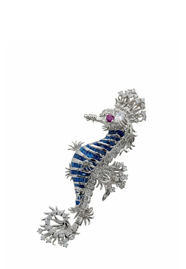 SEAHORSE SAPPHIRE - Brooch - silver3