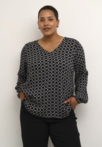 Kaffe Curve KCOLIVE AMI - Top dugih rukava - black white geometric print