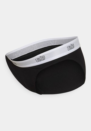 Boxers pour hommes noirs en tissu doux avec un waistband élastique blanc affichant le logo "cache coeur". Texture lisse et design minimaliste.