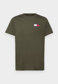 SLIM ESSENTIAL FLAG TEE - Nyomott mintás póló - fatigue green