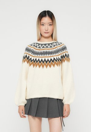 ONLREYKJA O NECK - Pulover - white/grey/dark grey/birstre/black