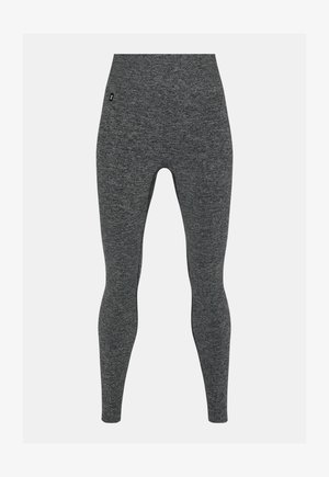 Leggings gris foncé chiné sans coutures avec une taille ajustée et un petit logo latéral sur la hanche gauche.