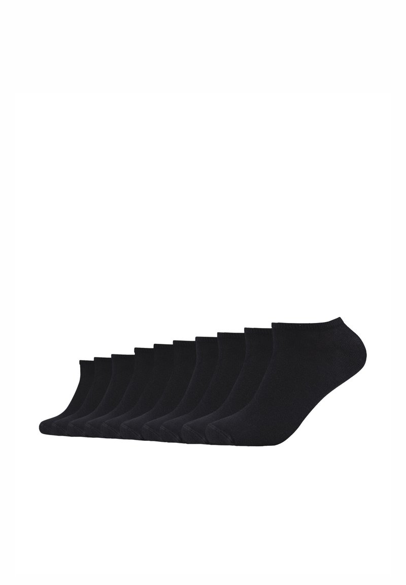Schwarze Knöchelsocken in einer einfarbigen Ausführung, mit glatter Textur und gerippten Bündchen. Set aus zehn, geeignet für den täglichen Gebrauch.
