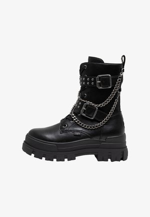 Buffalo, ASPHA LACE UP BIKER - Platform ankle boots - black