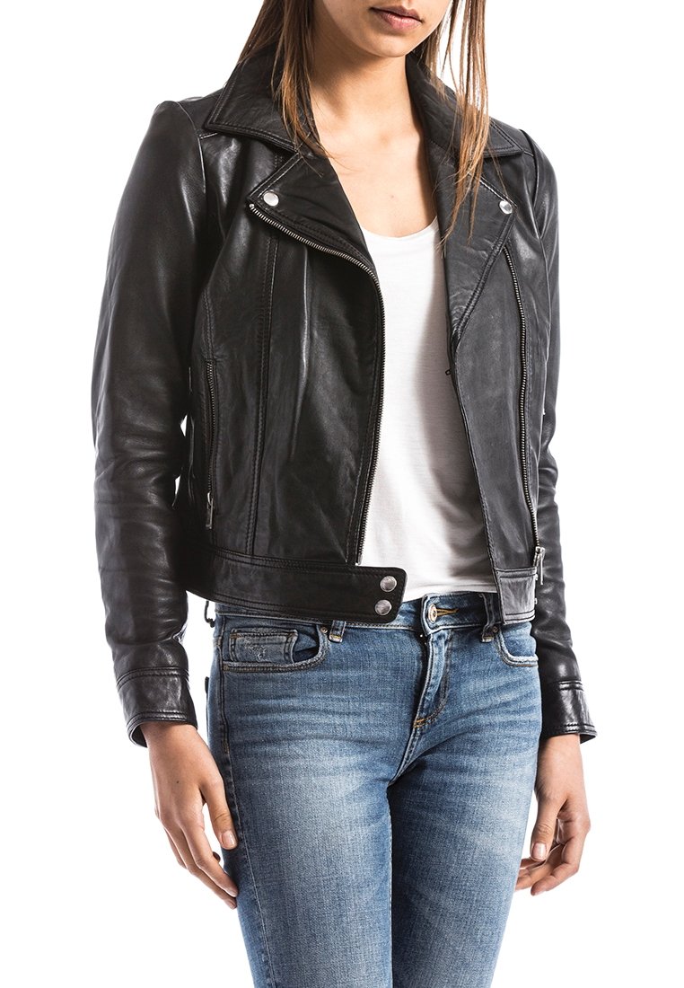 BLUE WELLFORD Chaqueta de cuero - black/negro - Zalando.es