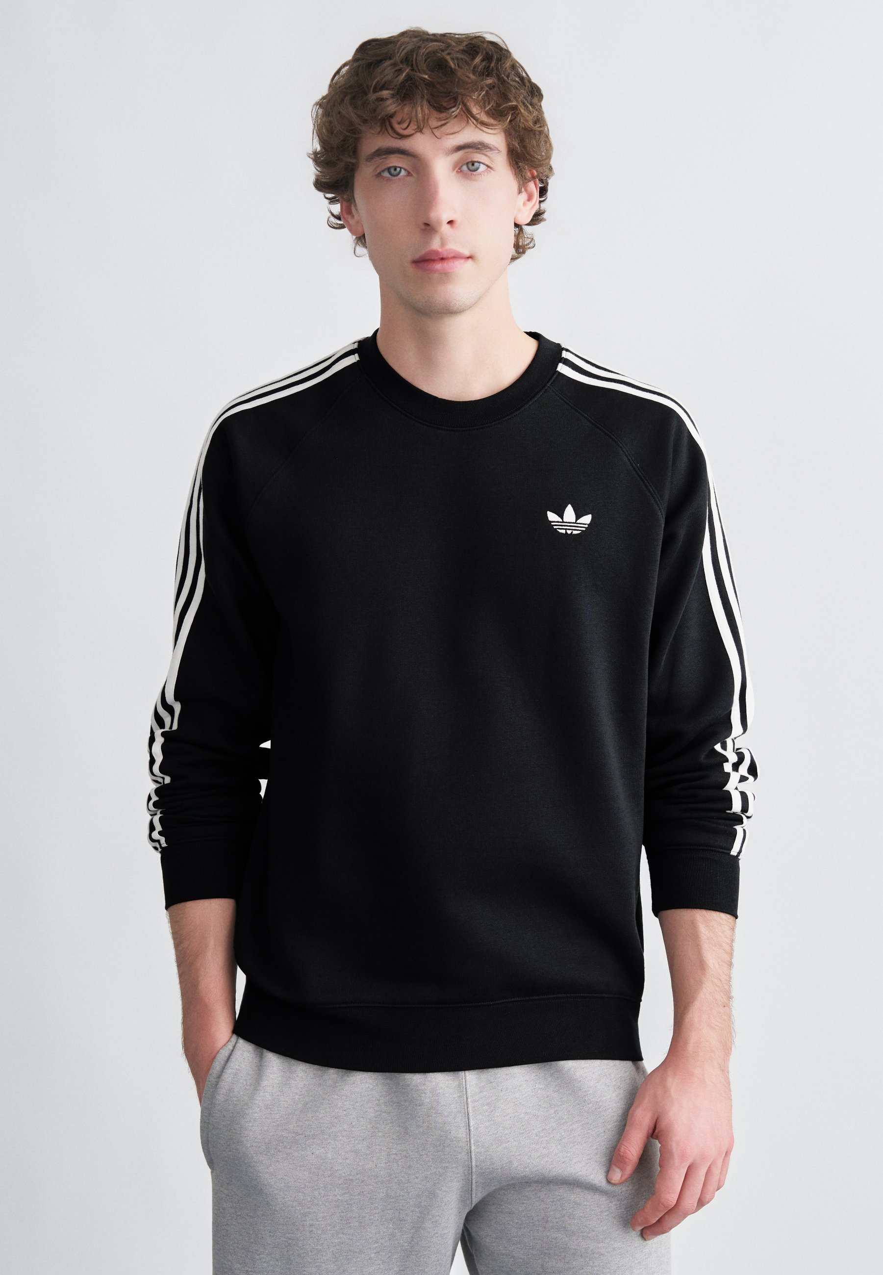 adidas Originals STRIPES CREW - Sweatshirt - black - Zalando.co.uk