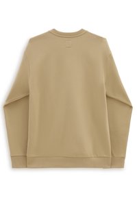 Felpa beige con maniche lunghe, collo rotondo e polsini a coste. Texture liscia e dettaglio di cucitura minimale sul retro.